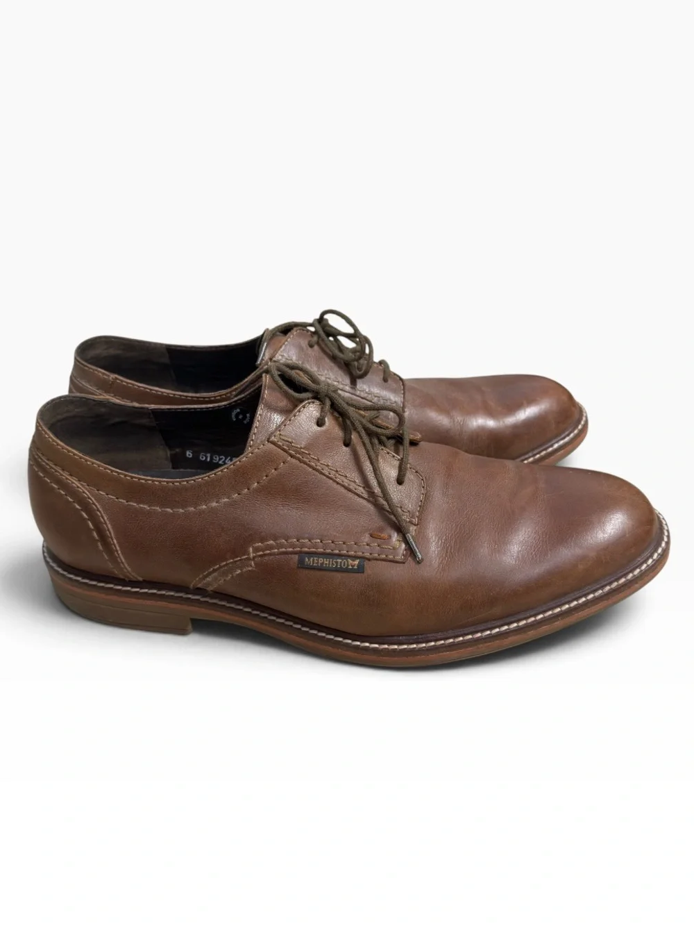Mephisto Waino Brown Leather Derby Shoes US 12 UK 11.5 Comfort Oxford Lace Up